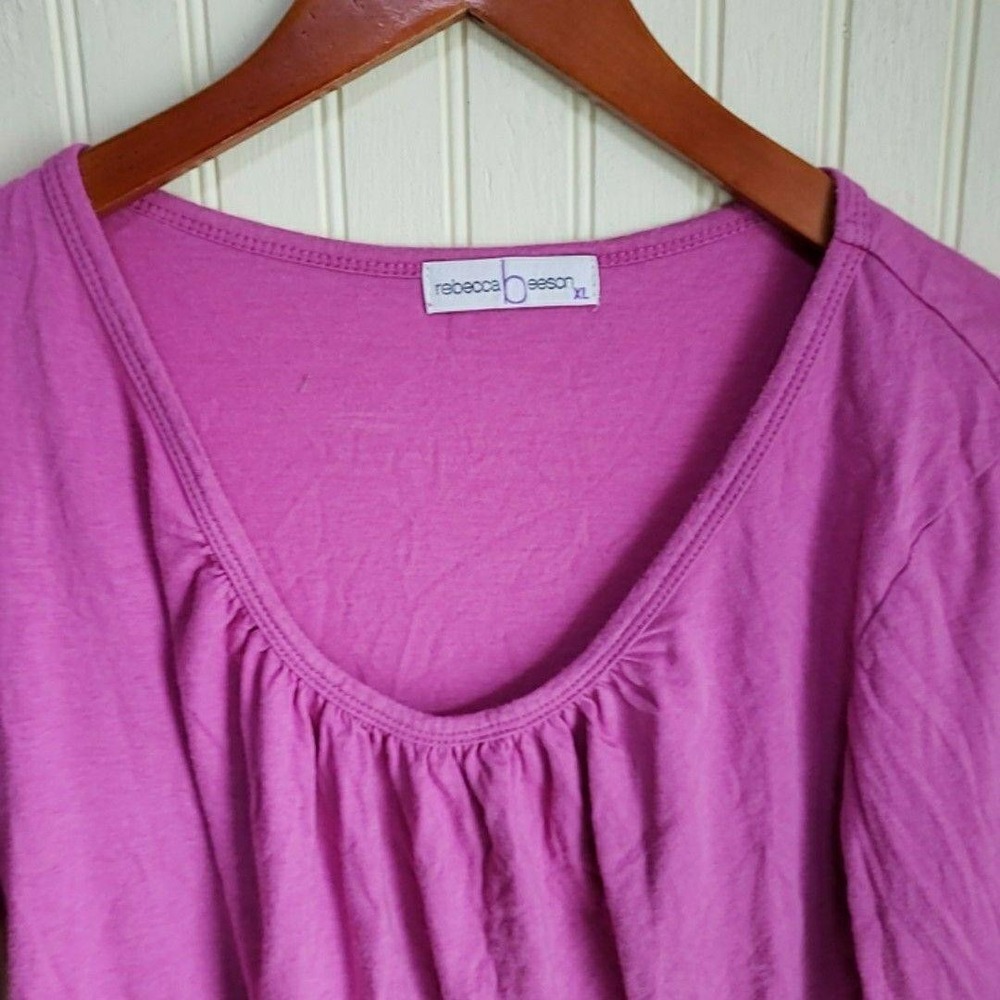 Rebecca Beeson Shirt Womens XL Pink Scoop Neck Long Sleeve Jersey Casual Top